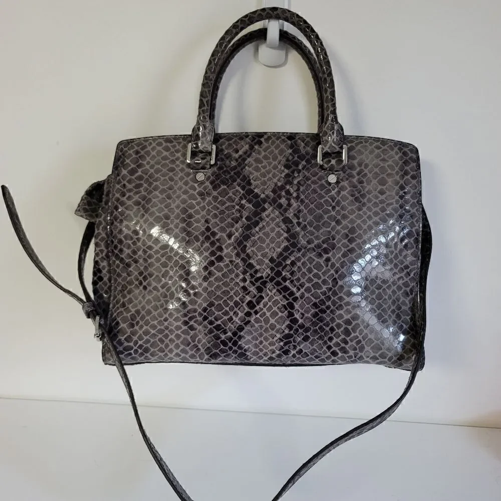 Michael Michael Kors Grey Snake Embossed Leather Medium Selma Tote